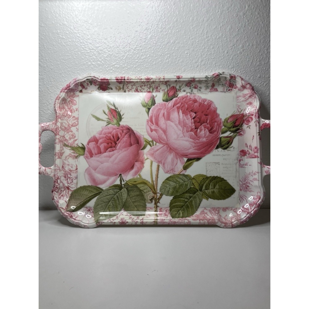 Rare Find Vivenzi Reroute Rose Design Food Serving Tray Melamine Made In Italy